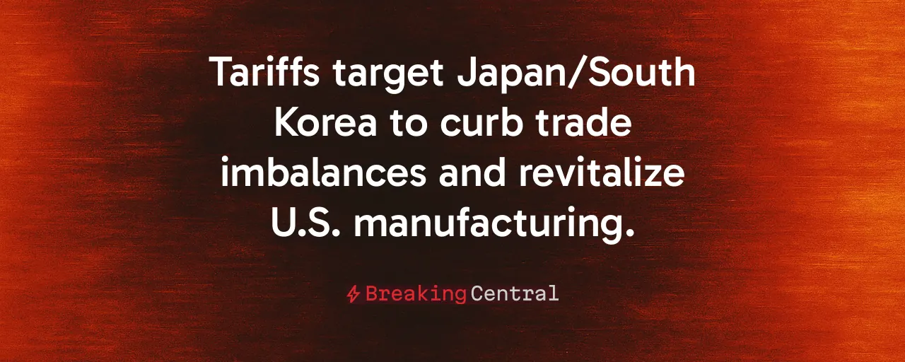 Tariffs target Japan/South Korea to curb trade imbalances and revitalize U.S. manufacturing.